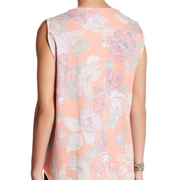 Free People Guardenia Orange Combo V-Neck High-low P2830 - Picture 3 of 6